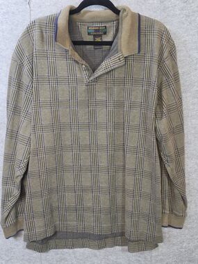 Alexander Julian Plaid Polo Sweater in Olive & Navy
